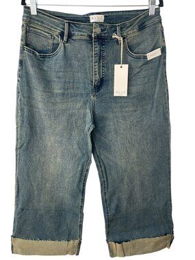 Blue Artemis Baggy Flare Cuffed Medium Wash Cotton Denim Jeans Wmn's Size 12 NWT